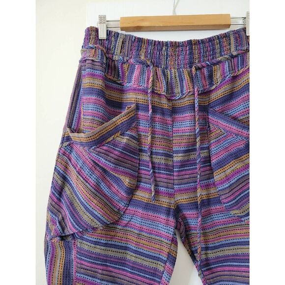 Free People Sweet Escape pants in purple blue combo stripe size S NWT - Picture 6 of 10